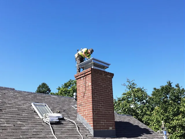 Irvine Chimney Sweep technician measuring a chimney cap in Irvine, CA