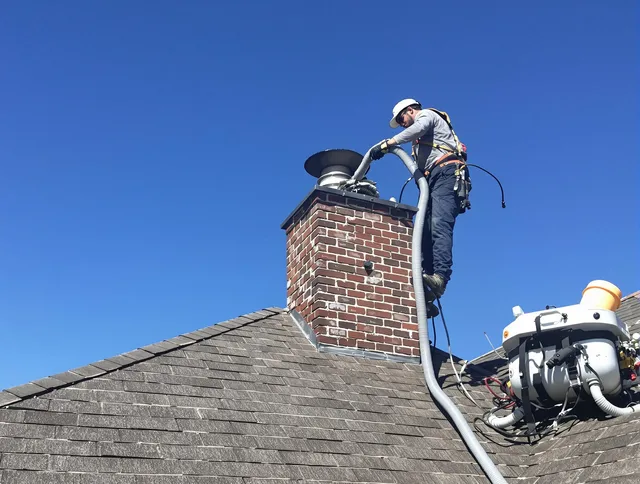 Dedicated Irvine Chimney Sweep team member cleaning a chimney in Irvine, CA