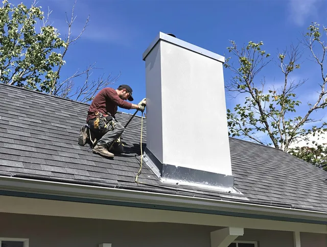 Irvine Chimney Sweep team member finishing chimney construction in Irvine, CA