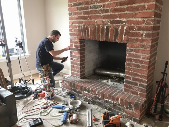 Irvine Chimney Sweep specialist finalizing chimney liner service in Irvine, CA