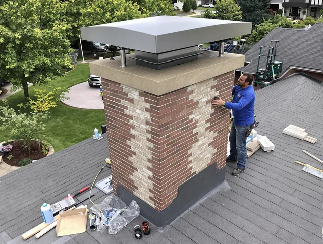 Irvine Chimney Sweep team working on a custom chimney remodel in Irvine, CA